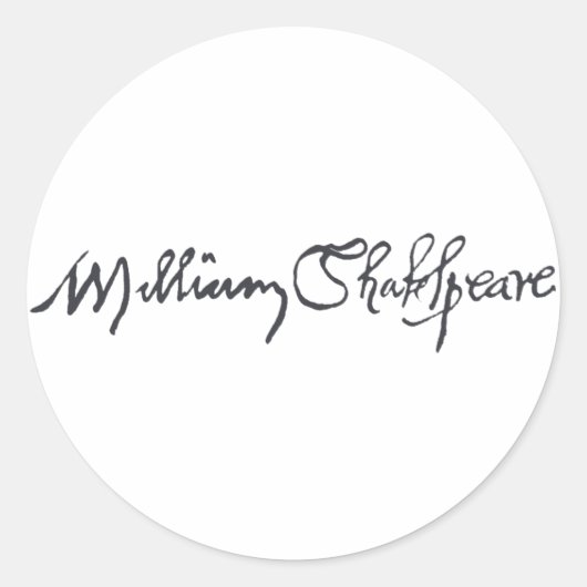 William Shakespeare Signature Ronde Sticker (Voorkant)