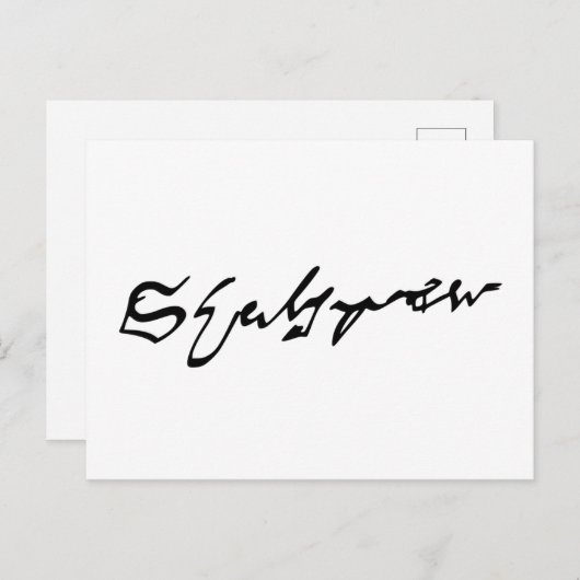 William Shakespeare signatuur Briefkaart (Voorkant / Achterkant)