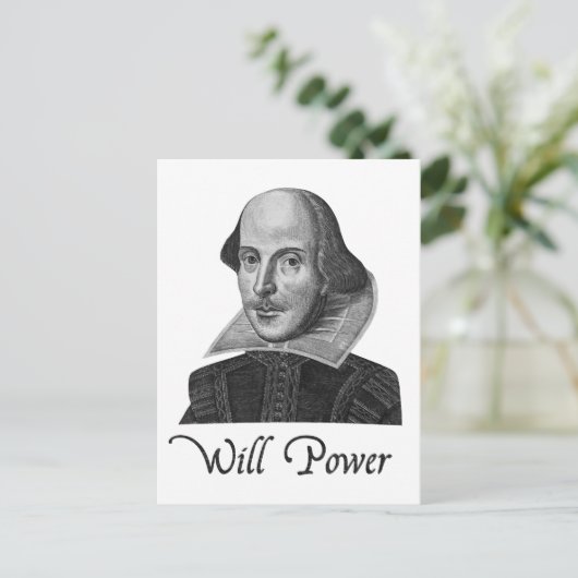 William Shakespeare Will Power Briefkaart (Staand voorkant)