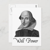 William Shakespeare Will Power Briefkaart (Voorkant / Achterkant)