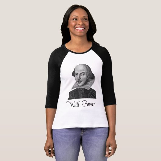 William Shakespeare Will Power T-shirt (Voorkant volledig)