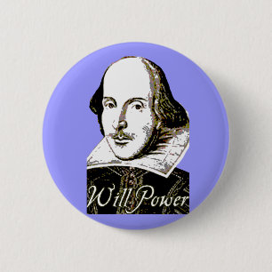 William Shakespeare Will Power T shirt Ronde Button 5,7 Cm