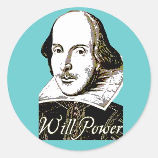 William Shakespeare Will Power T shirt Ronde Sticker (Voorkant)