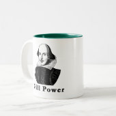 William Shakespeare WILL POWER Tshirts Tweekleurige Koffiemok (Voorkant links)