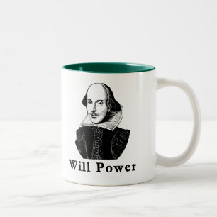 William Shakespeare WILL POWER Tshirts Tweekleurige Koffiemok