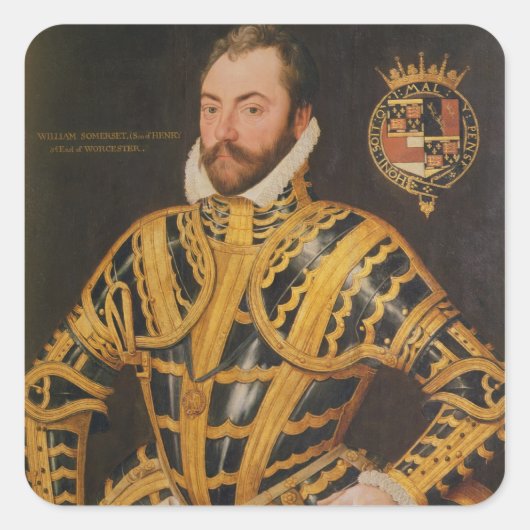 William Somerset 3rd Earl of Worcester Vierkante Sticker (Voorkant)