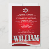 William Steel Wave Red Bar Mitzvah Kaart (Voorkant)