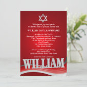 William Steel Wave Red Bar Mitzvah Kaart (Staand voorkant)