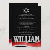 William Steel Wave Red Bar Mitzvah Kaart (Voorkant / Achterkant)