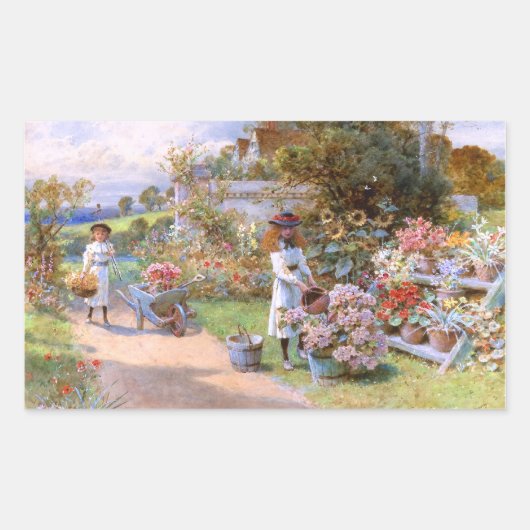 William Stephen Coleman: De bloem tuin Rechthoekige Sticker (Voorkant)