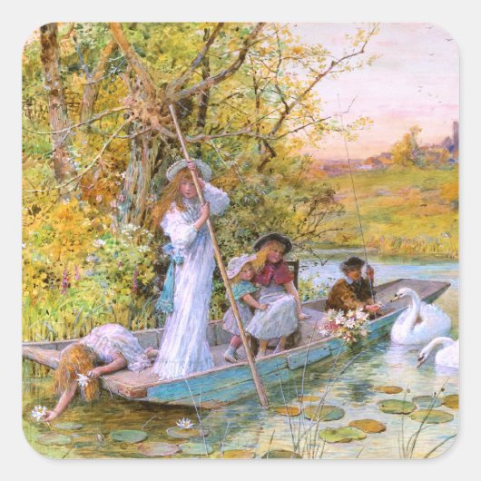 William Stephen Coleman: De Boating Vierkante Sticker (Voorkant)