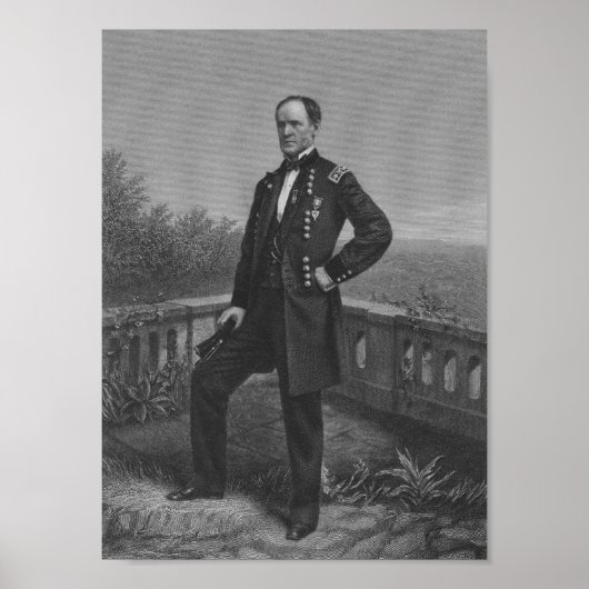 William Tecumseh Sherman Engraved Portrait Poster (Voorkant)