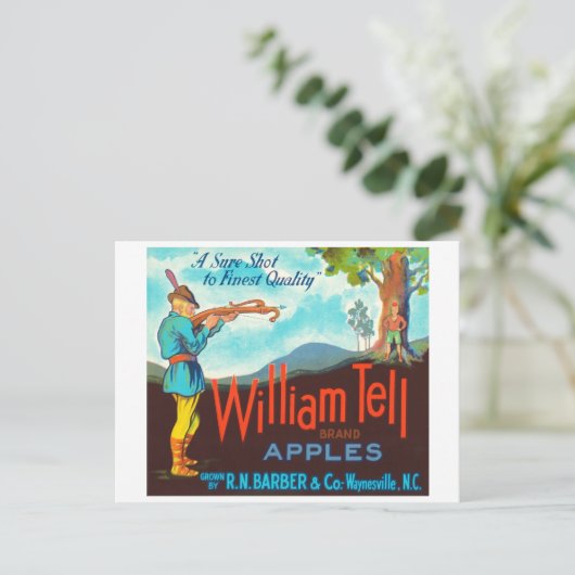 William Tell Apples  Crate Label Briefkaart (Staand voorkant)