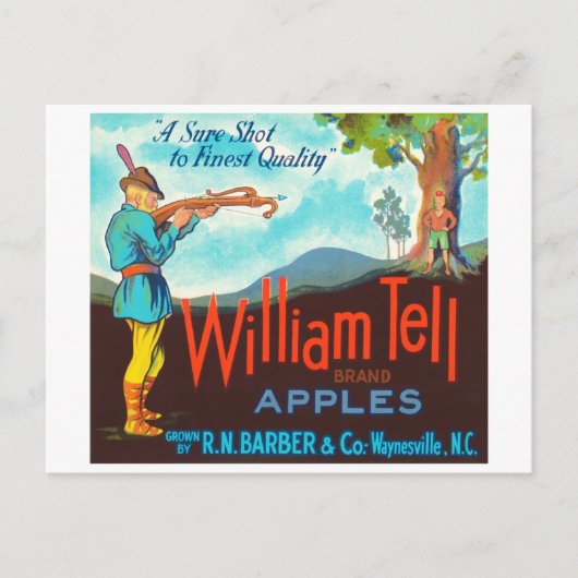 William Tell Apples Crate Label Briefkaart (Voorkant)
