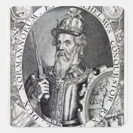 William the Conqueror, 1618 Vierkante Sticker (Voorkant)