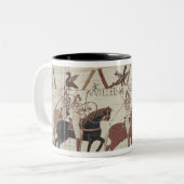 William the Conqueror komt bij Bayeux aan Tweekleurige Koffiemok (Voorkant links)