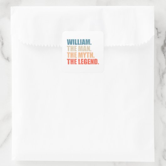 William The Man The Myth The Legend Vierkante Sticker (Tas)
