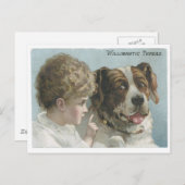 William Thread Little Girl met Dog Briefkaart (Voorkant / Achterkant)