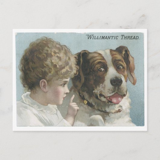 William Thread Little Girl met Dog Briefkaart (Voorkant)
