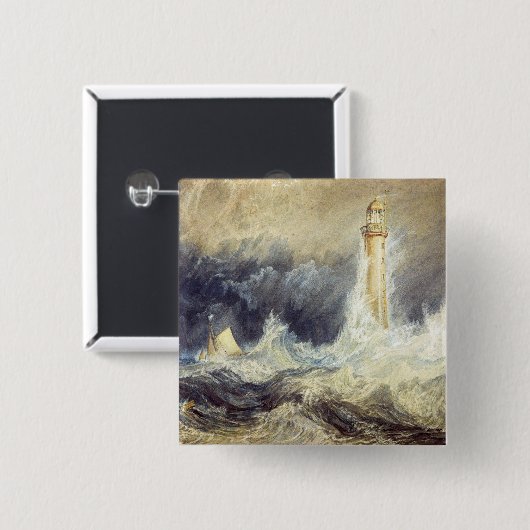 William Turner - Bell Rock Lighthouse Vierkante Button 5,1 Cm (Voorkant /achterkant)