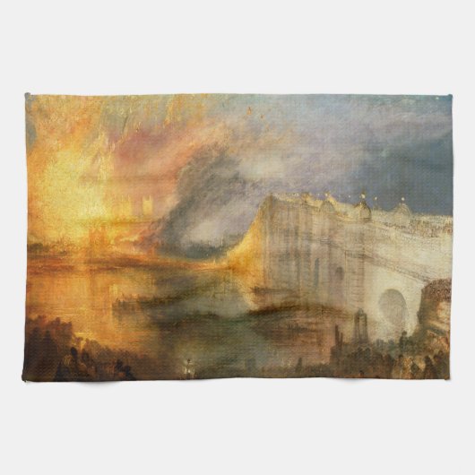 William Turner - De brand in het Parlement Theedoek (Horizontaal)