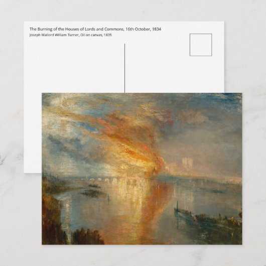 William Turner - De brand van het Parlement Briefkaart (Voorkant / Achterkant)