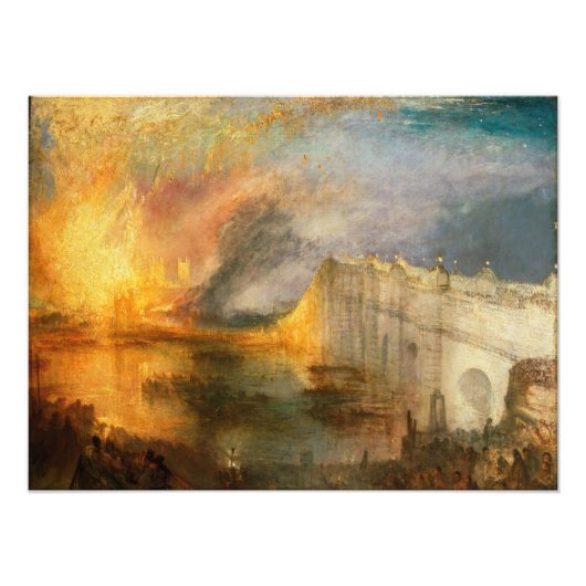 William Turner - De brand van het Parlement Foto Afdruk (Voorkant)