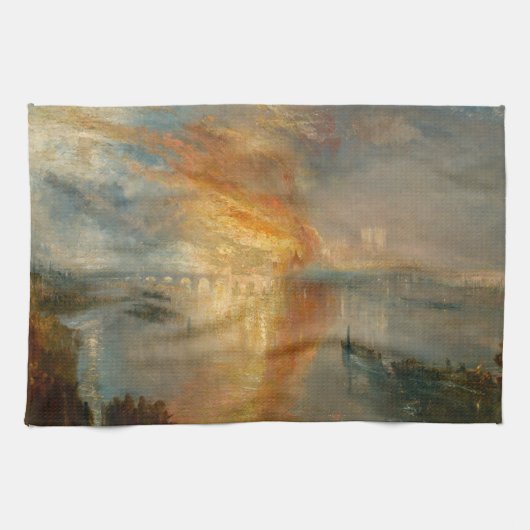 William Turner - De brand van het Parlement Theedoek (Horizontaal)