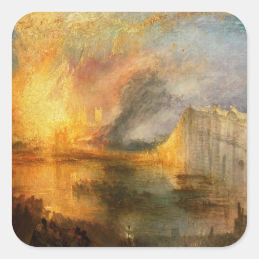 William Turner - De brand van het Parlement Vierkante Sticker (Voorkant)