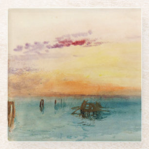 William Turner - De lagune bij Venetië bij zonsond Glazen Onderzetter