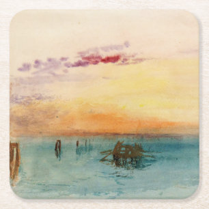 William Turner - De lagune bij Venetië bij zonsond Kartonnen Onderzetters