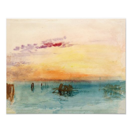 William Turner - De lagune nabij Venetië op zonson Foto Afdruk (Voorkant)