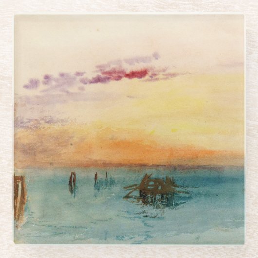 William Turner - De lagune nabij Venetië op zonson Glazen Onderzetter (Voorkant)