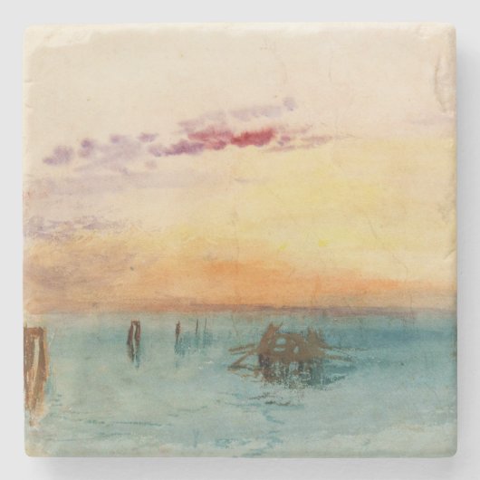 William Turner - De lagune nabij Venetië op zonson Stenen Onderzetter (Voorkant)