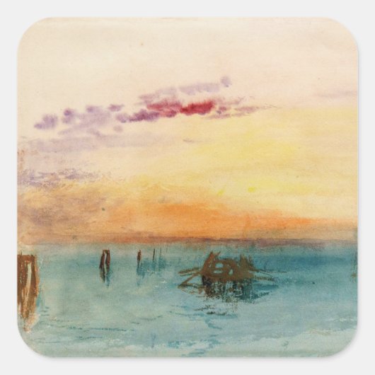 William Turner - De lagune nabij Venetië op zonson Vierkante Sticker (Voorkant)