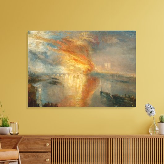 William Turner - De verbranding van het Parlement Canvas Afdruk (Insitu (Woonkamer))