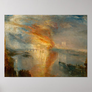 William Turner - De verbranding van het Parlement Poster