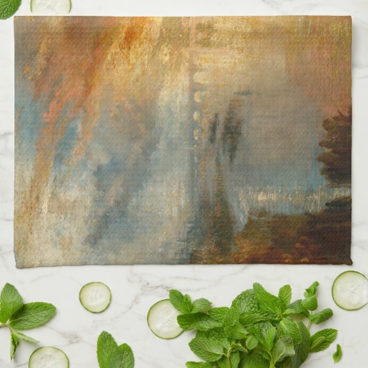 William Turner - De verbranding van het Parlement Theedoek (Gevouwen)