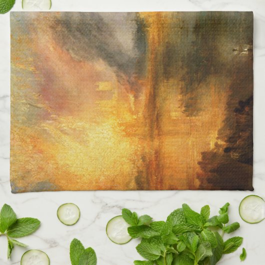 William Turner - De verbranding van het Parlement Theedoek (Gevouwen)