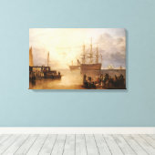 William Turner - de zon die door damp plaatst Canvas Afdruk (Insitu (Houten vloer))