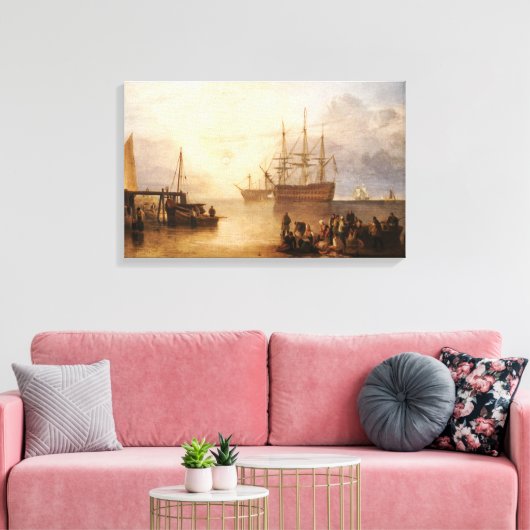 William Turner - de zon die door damp plaatst Canvas Afdruk (Insitu (Woonkamer))