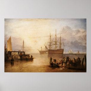 William Turner - de zon die door damp plaatst Poster