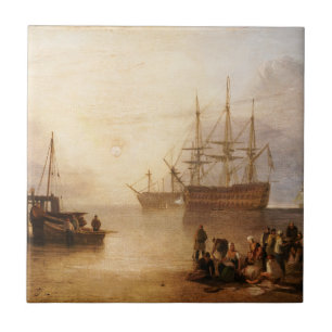 William Turner - de zon die door damp plaatst Tegeltje