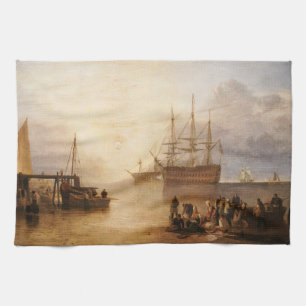 William Turner - de zon die door damp plaatst Theedoek