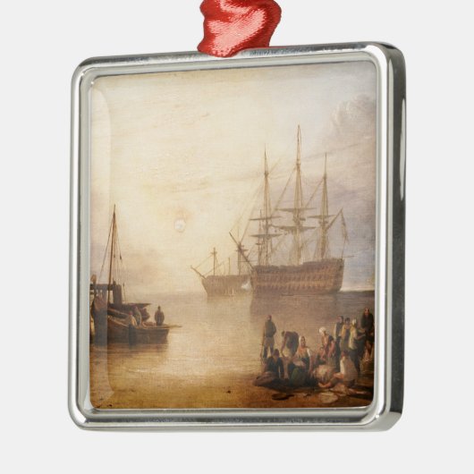 William Turner - De zonsondergang door damp Metalen Ornament (Links)
