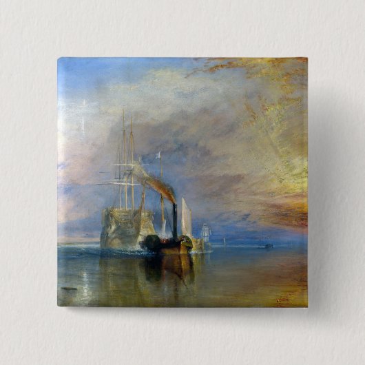 William Turner - The Fighting Temeraire Vierkante Button 5,1 Cm (Voorkant)