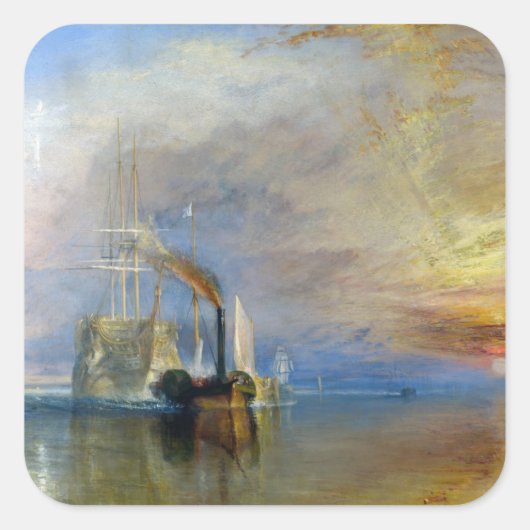 William Turner - The Fighting Temeraire Vierkante Sticker (Voorkant)