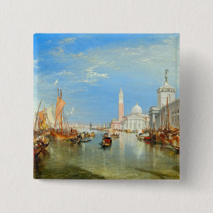 William Turner - Venetië, de Dogana en San Giorgio Vierkante Button 5,1 Cm