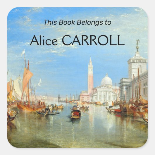 William Turner - Venetië, de Dogana en San Giorgio Vierkante Sticker (Voorkant)