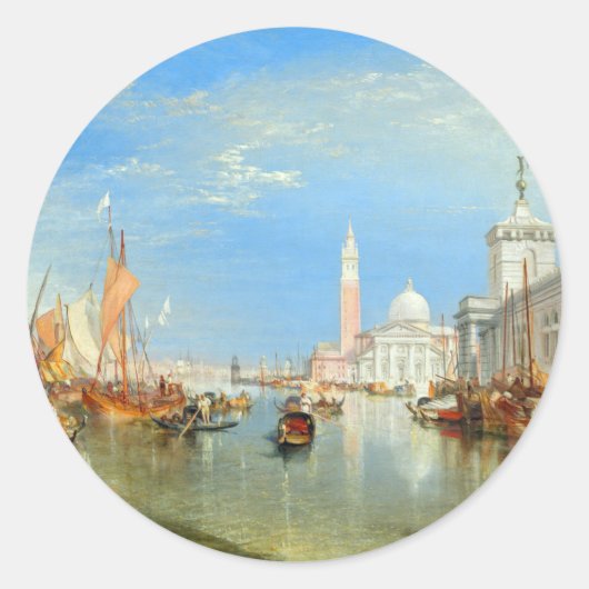 William Turner - Venetië, Dogana & San Giorgio Ronde Sticker (Voorkant)